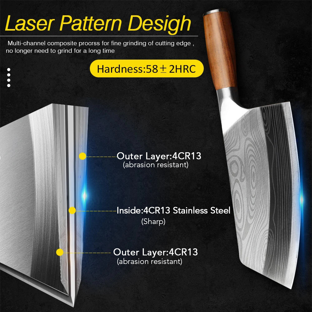 FZ Stainless Steel Razor Sharp Wood Handle Kitchen Knife - FZwear