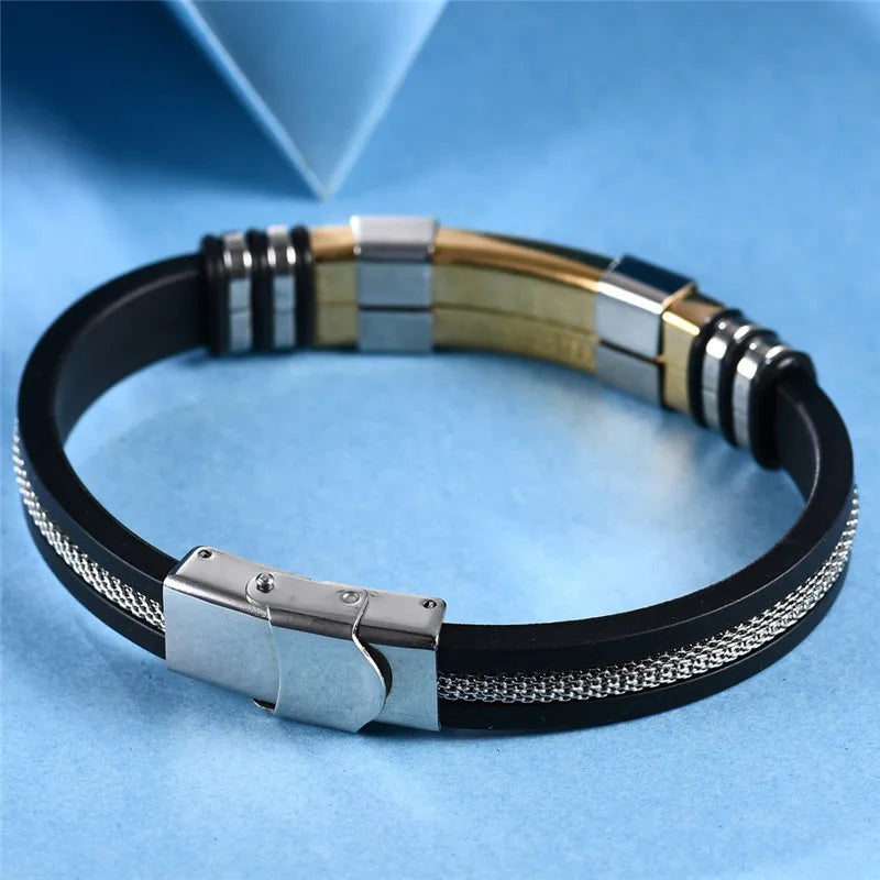 FZ Punk Vintage Stainless Steel Silicone Bracelet - FZwear