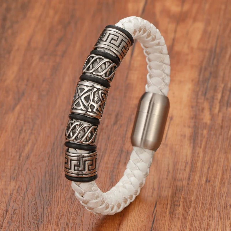 FZ Retro Button Braided Classic Genuine Leather Bracelet - FZwear