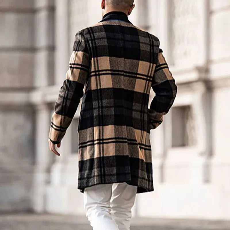 FZ Men's Leisure Tartan Mid-Long Jacket