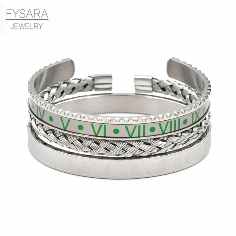 FZ 3pcs/Set Stainless Steel Speedometer Cuff Bracelet - FZwear