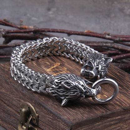 FZ Rock Viking Stainless Steel Mesh Chain Wolf Punk Bracelet