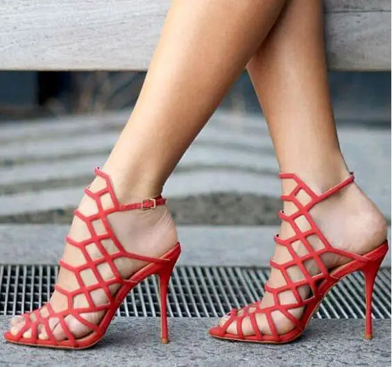 FZ Women's Suede Laser Hollow Out Cage Sandals Shoes