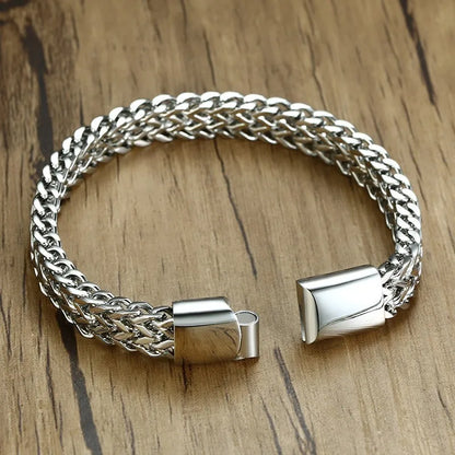 FZ Double Wheat Chain Stainless Steel High Polished Bracelet