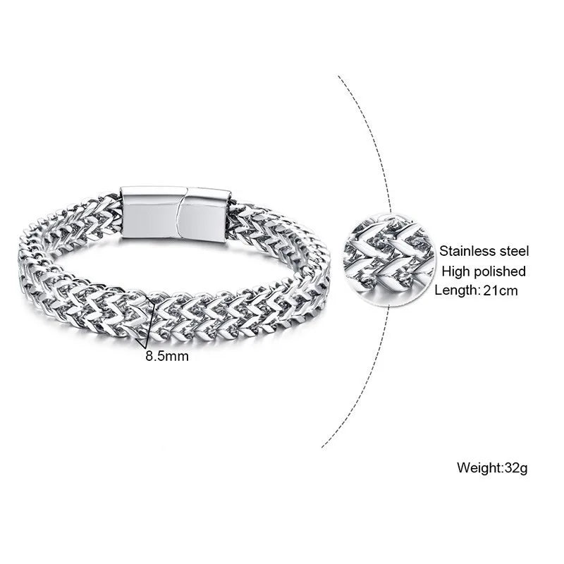 FZ Double Wheat Chain Stainless Steel High Polished Bracelet