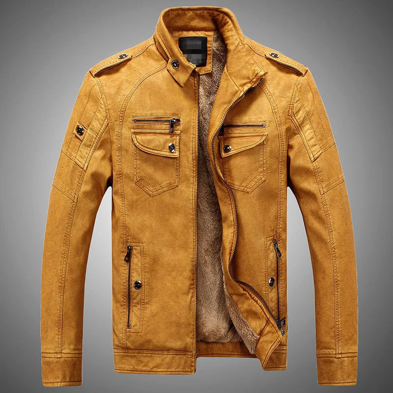 FZ Men's Casual Motorcycle PU Leather Jacket