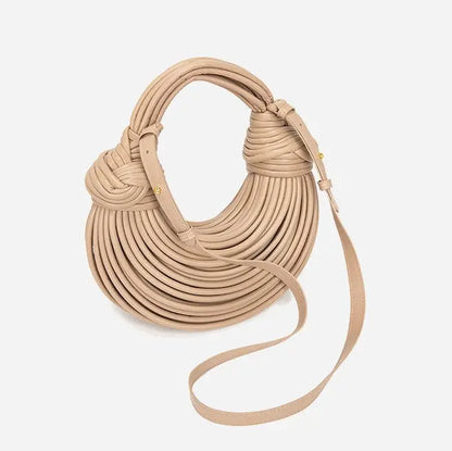 Hand Woven Faux Leather Portable Crescent Women Bag Knotted Noodles Bag Hand Carrying Cloud Underarm Bag FDpbxbf