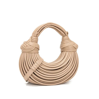 Hand Woven Faux Leather Portable Crescent Women Bag Knotted Noodles Bag Hand Carrying Cloud Underarm Bag FDpbxbf