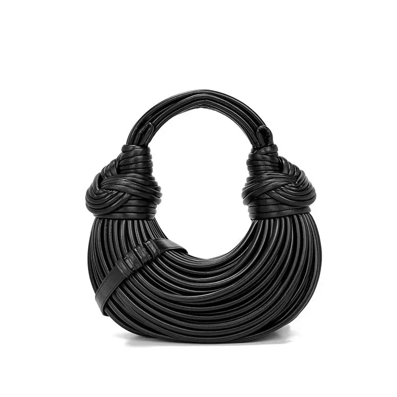 Hand Woven Faux Leather Portable Crescent Women Bag Knotted Noodles Bag Hand Carrying Cloud Underarm Bag FDpbxbf