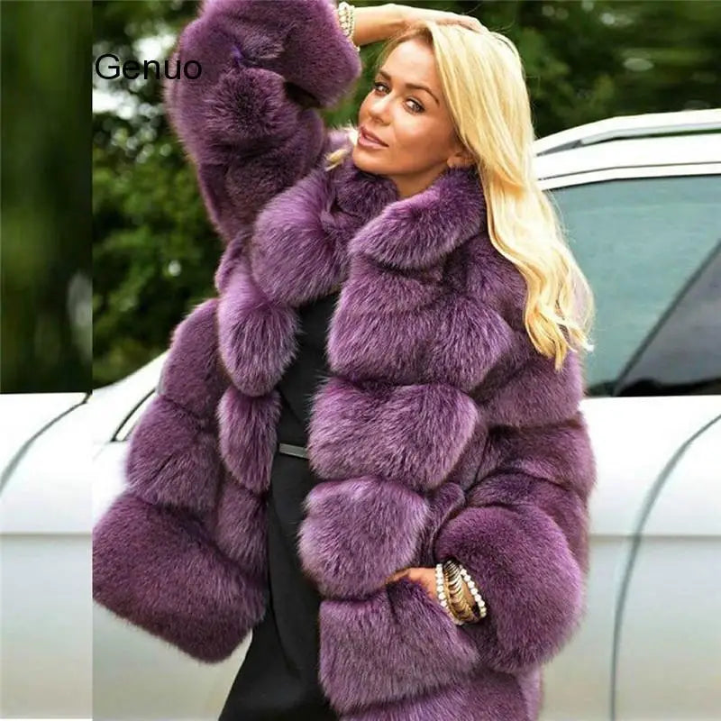 FZ Women's Thick Warm Winter Flurry Faux Fox Fur Jacket