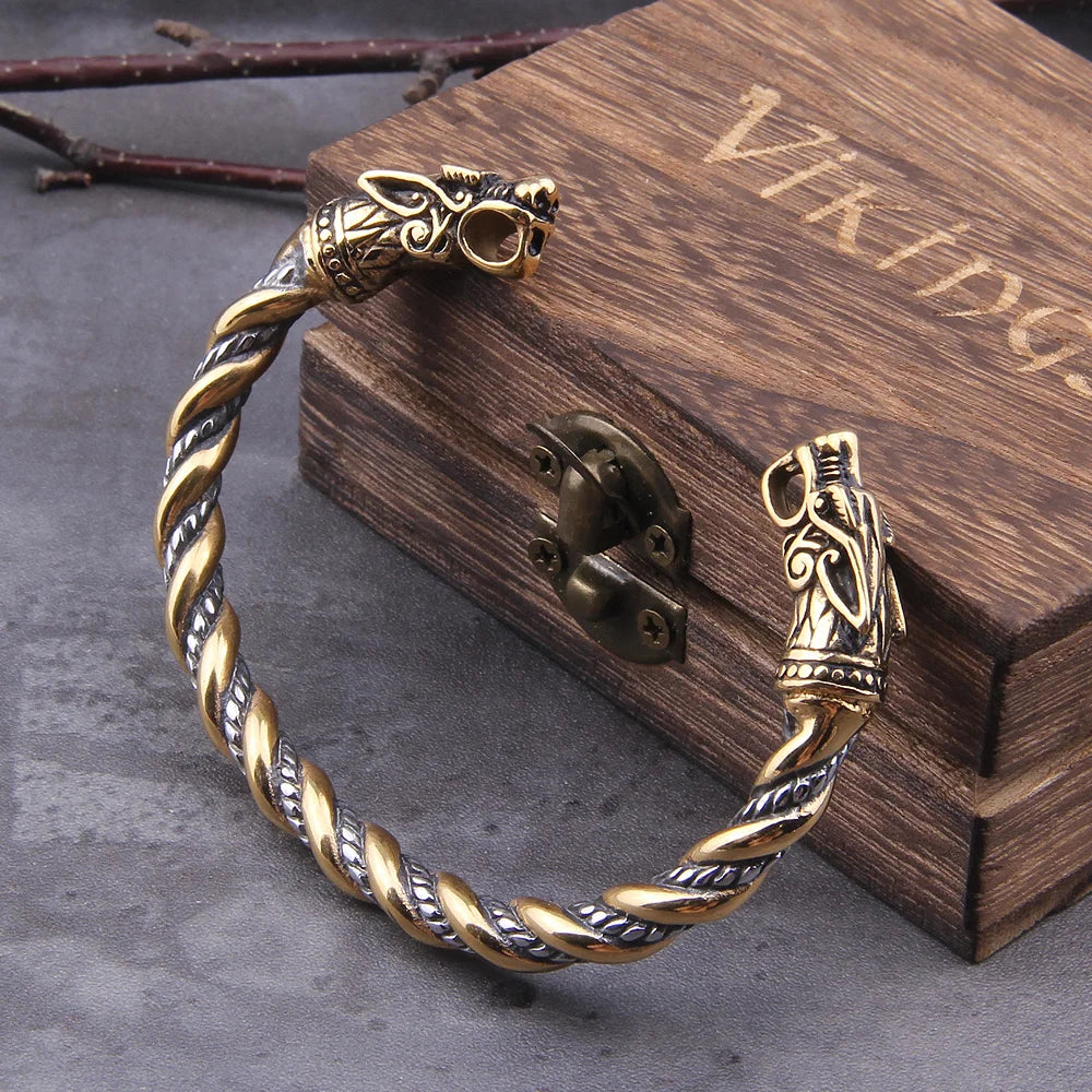 FZ Men's Stainless Steel Nordic Viking Norse Dragon Bracelet