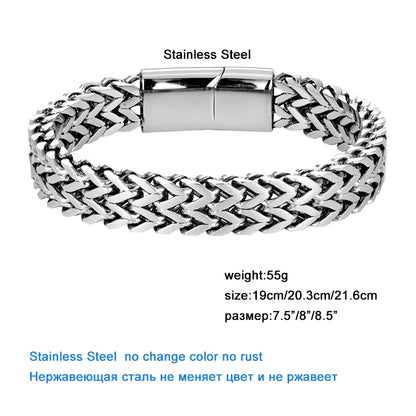 FZ Luxury Double Curb Chain Stainless Steel Punk Rock Biker Antique Bracelet - FZwear