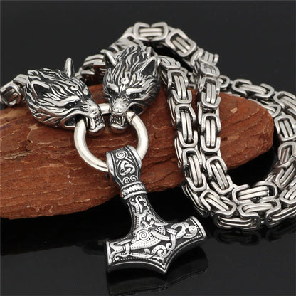 FZ Punk Nordic Viking stainless steel Celtic Wolf Head Necklace DSers