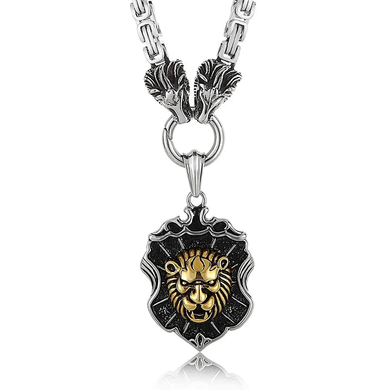 FZ Gothic Lion Head  Stainless Steel Charm Pendant Necklace