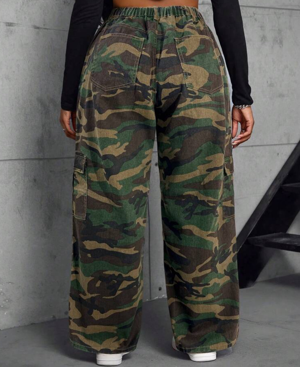 FZ Women's Plus Size Camouflage Cargo Straight Denim Pants