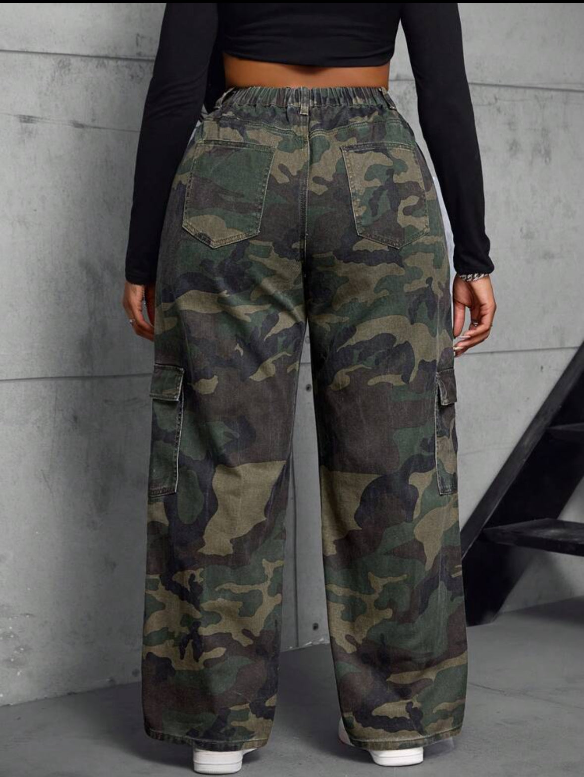 FZ Women's Plus Size Camouflage Cargo Straight Denim Pants