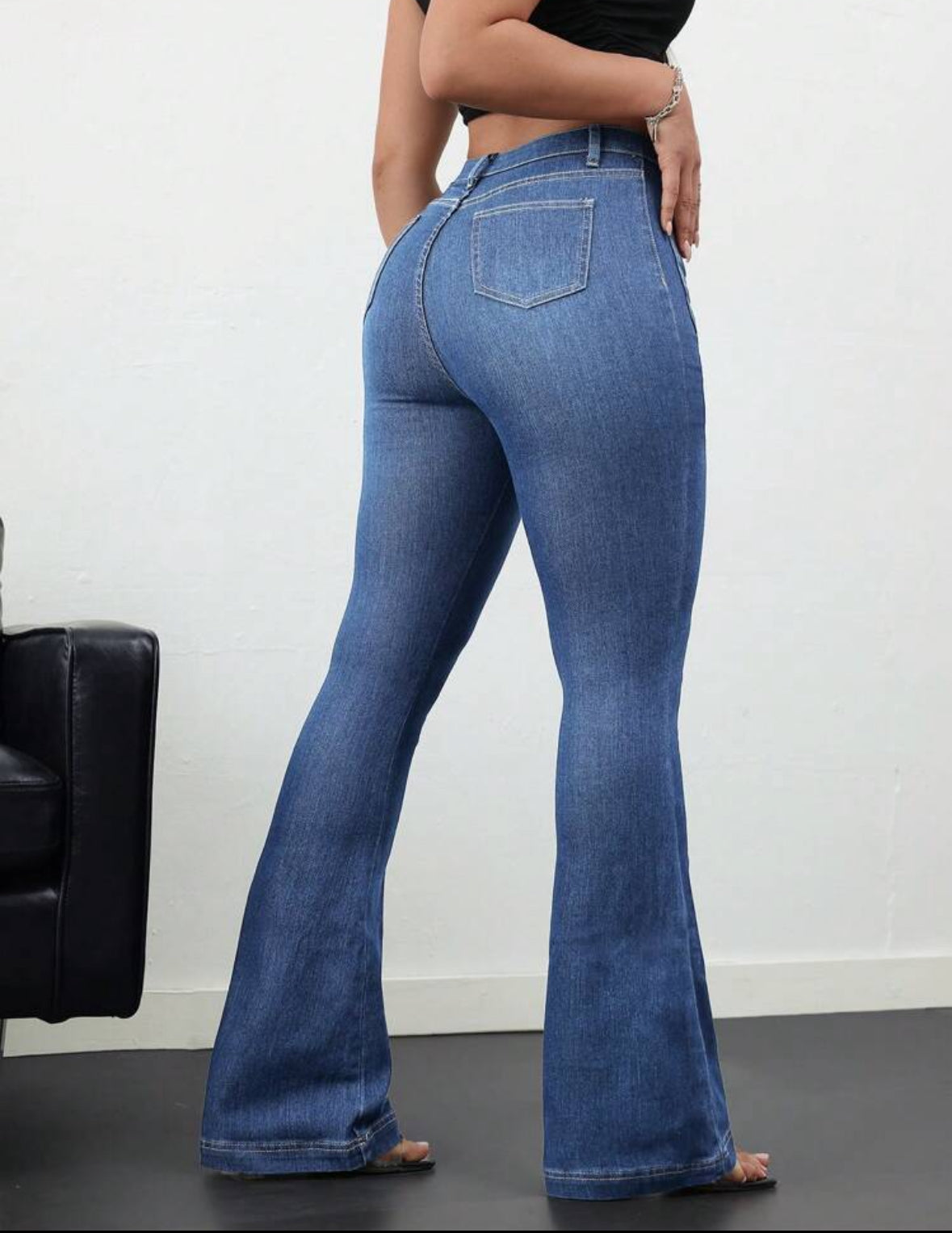 FZ Women's Plus Size Vintage Blue Flare Denim Pants