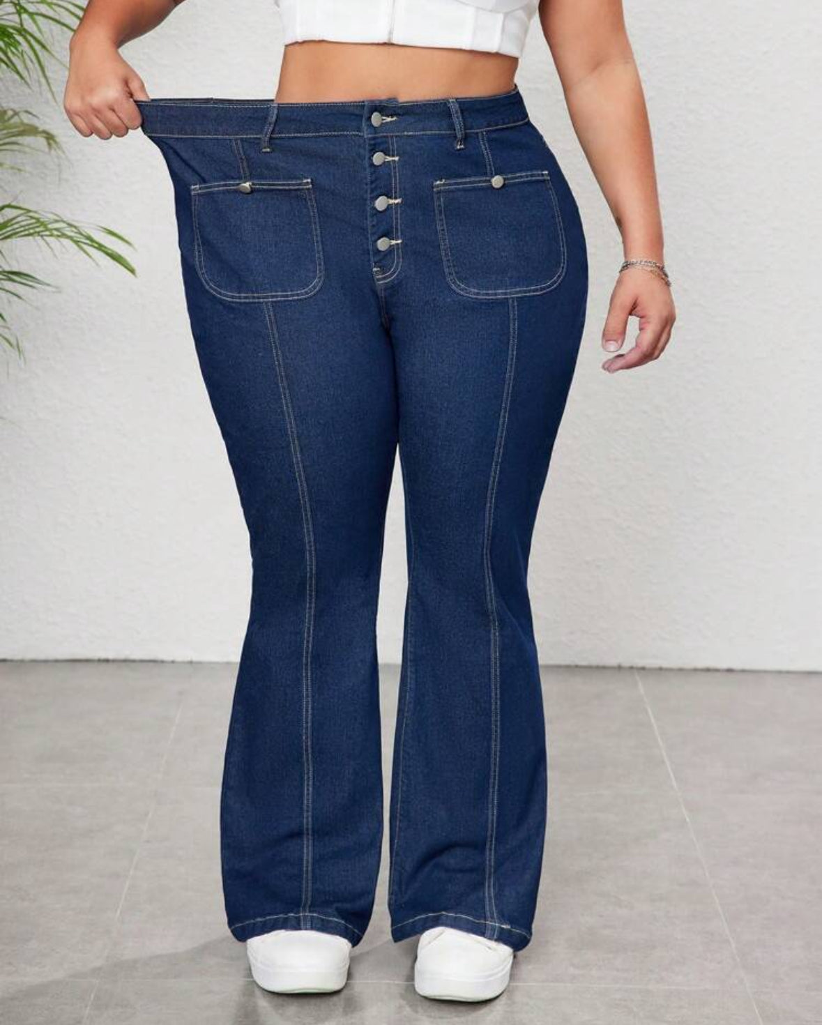 FZ Women's Plus Size Stretch Skinny Flare Slimming Denim Pants