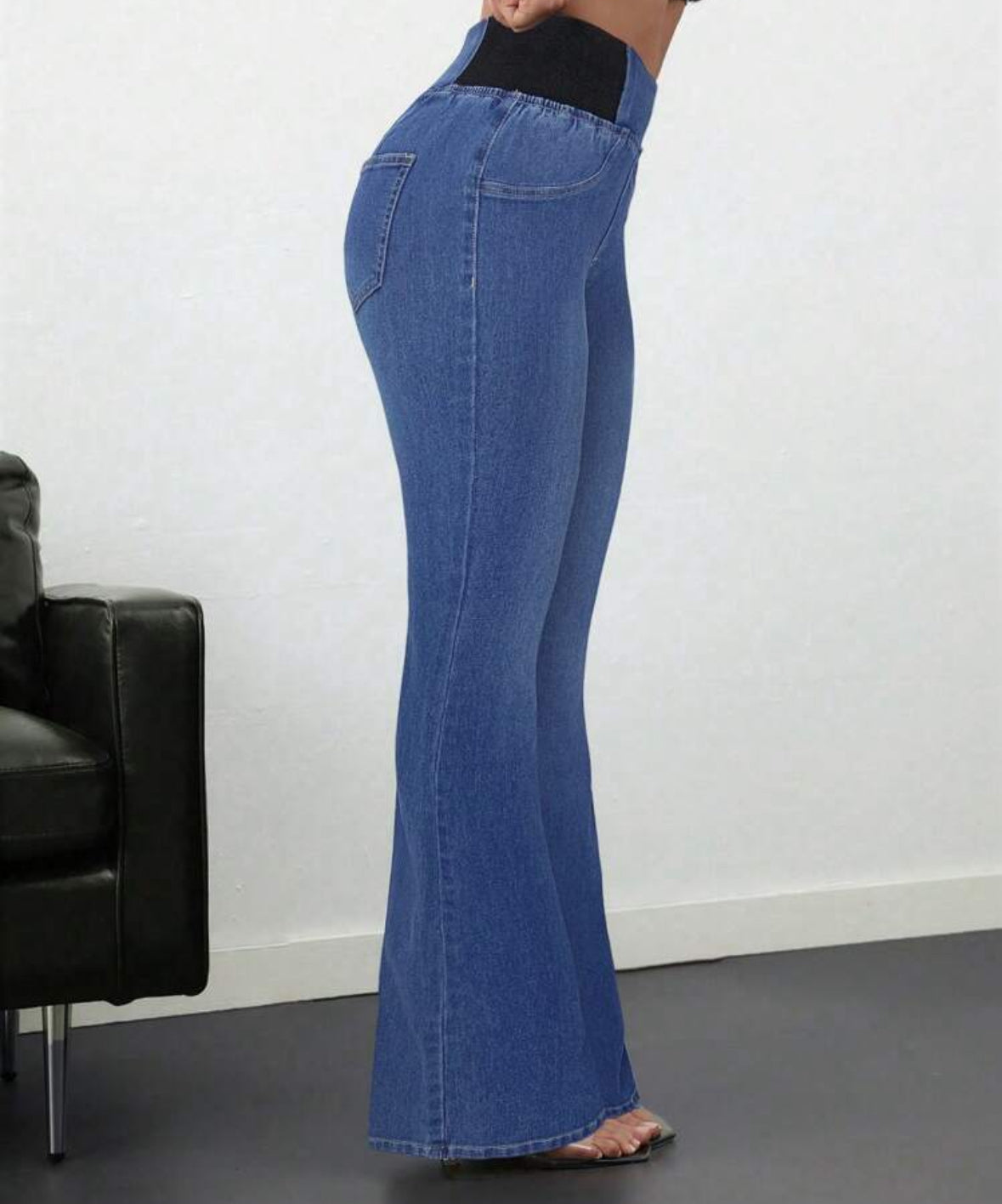 FZ Women's Skinny Stretch Flared High Waist Denim Pants