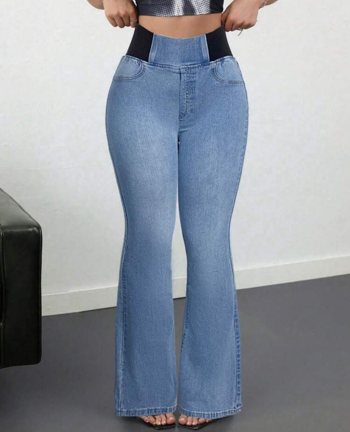 FZ Women's Skinny Stretch Flared High Waist Denim Pants