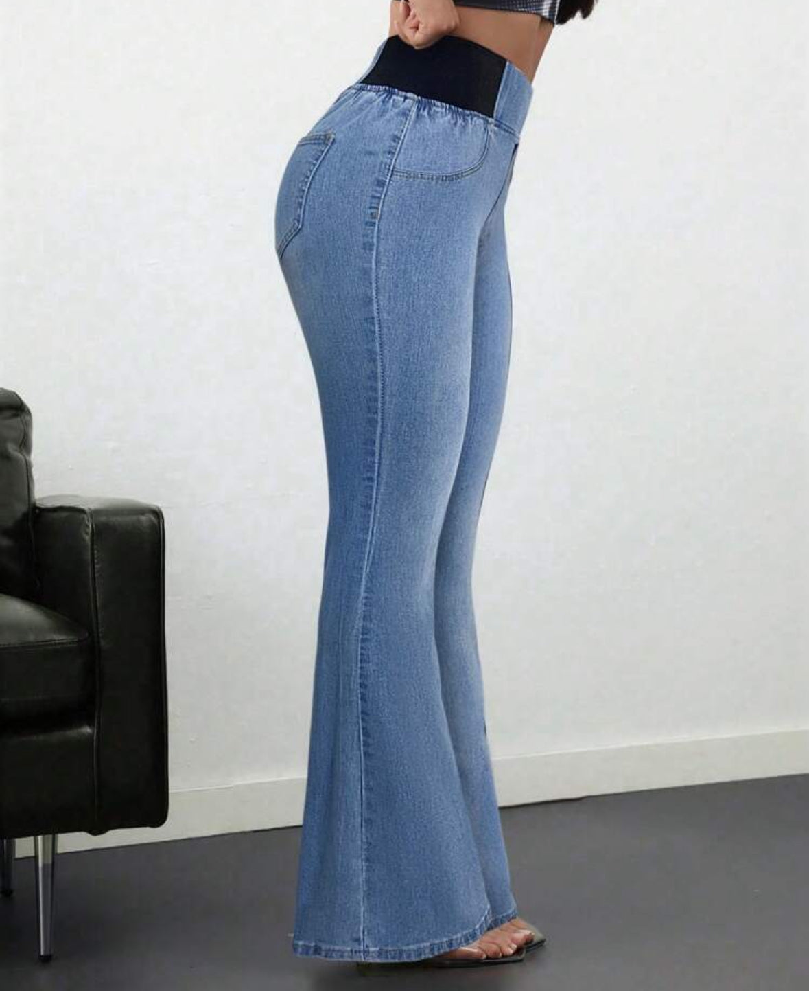 FZ Women's Skinny Stretch Flared High Waist Denim Pants