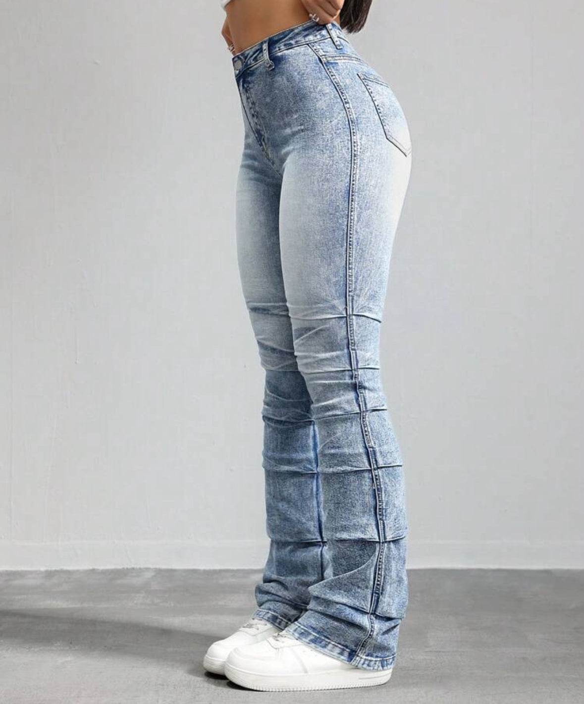 FZ Women's Skinny Stretch Stacked Flared Denim Pants