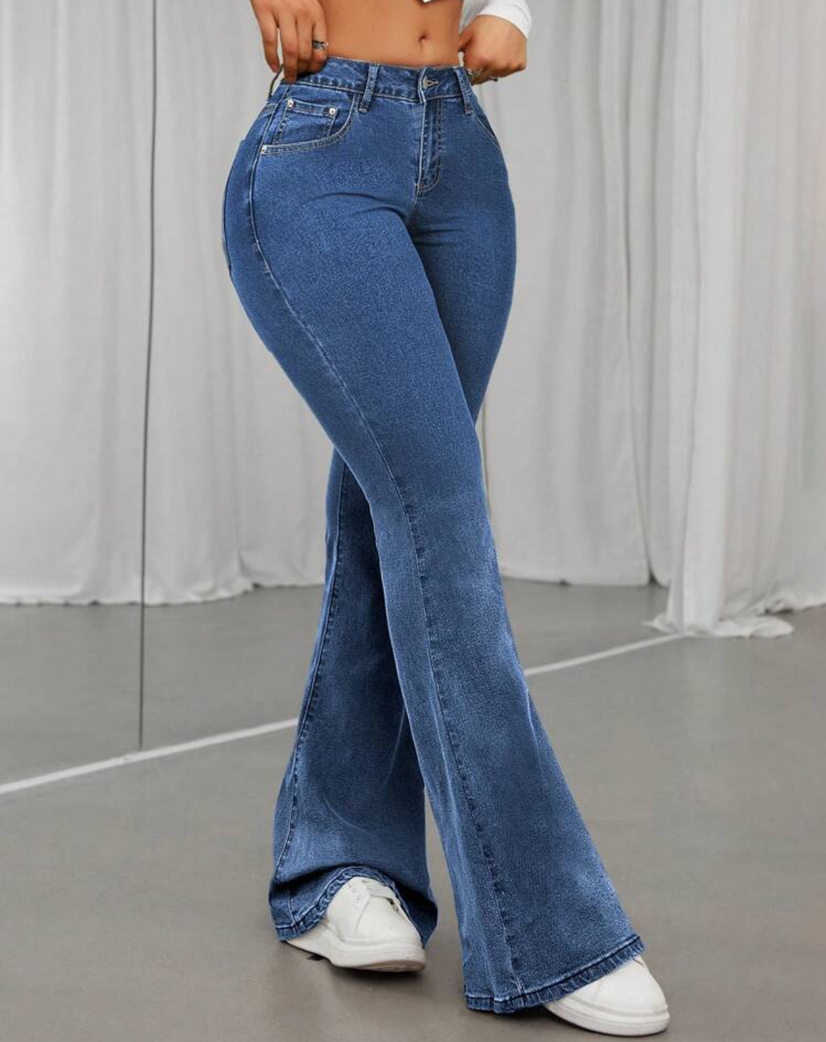 FZ Women's Fashionable High Waist Flared Denim Pants