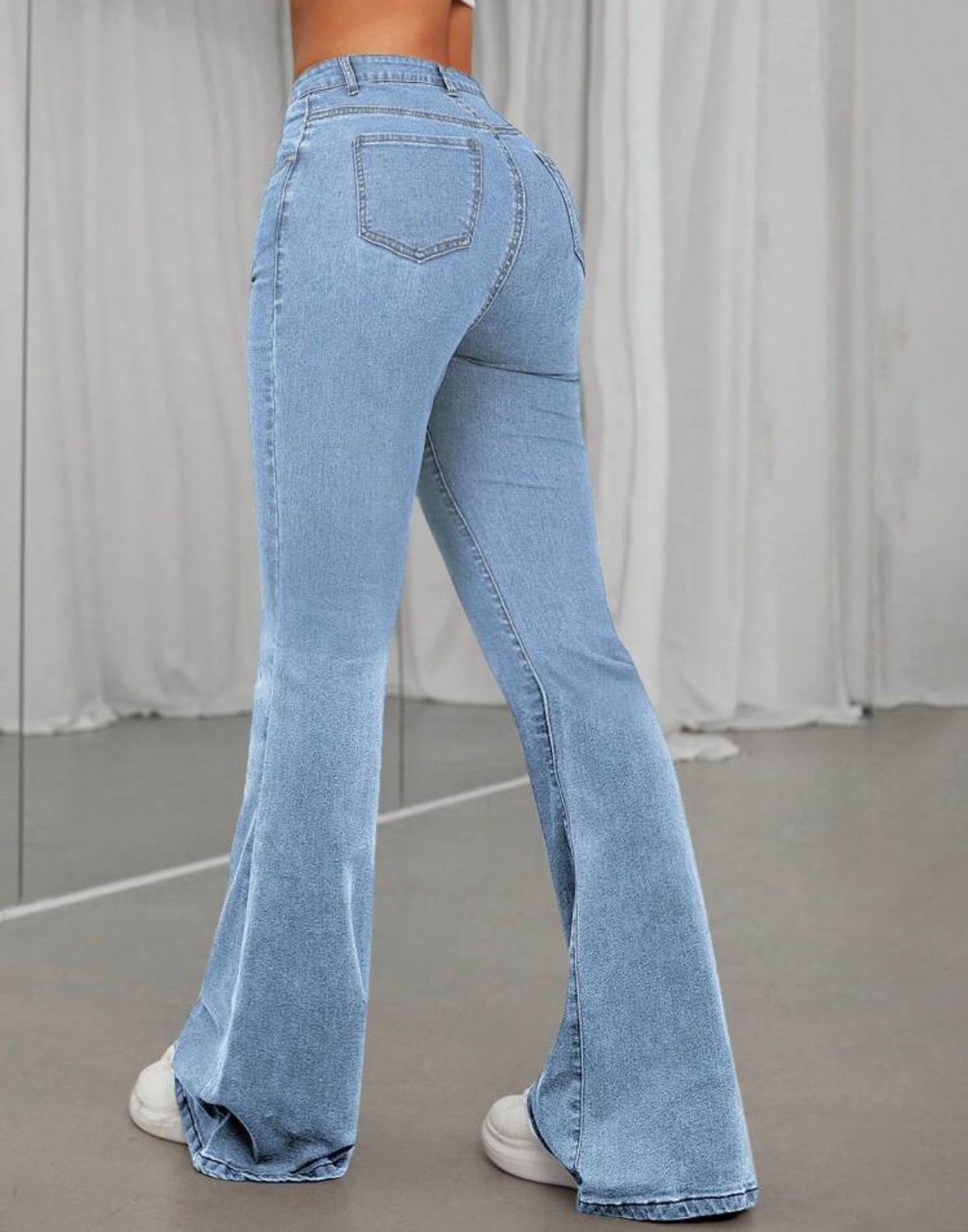 FZ Women's Fashionable High Waist Flared Denim Pants