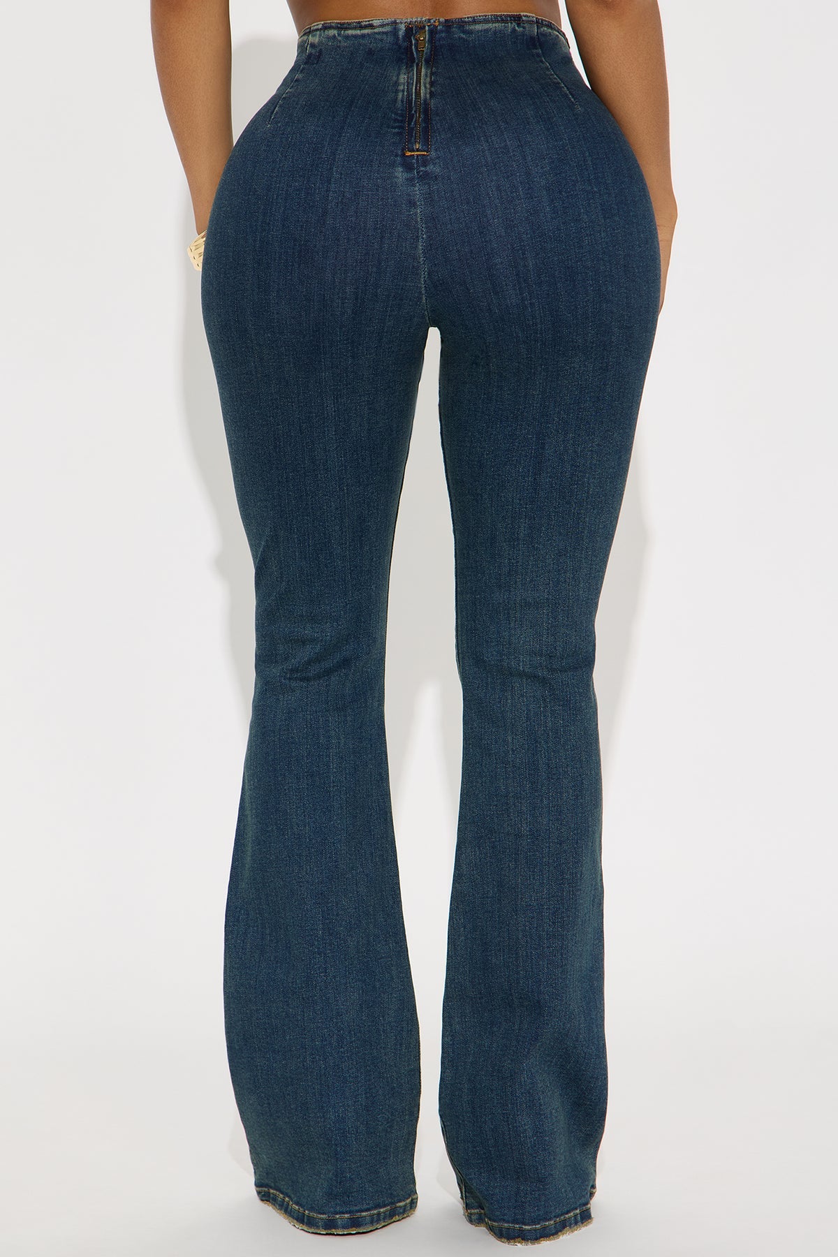 FZ Women's Low Rise Flare Medium Wash Denim Pants