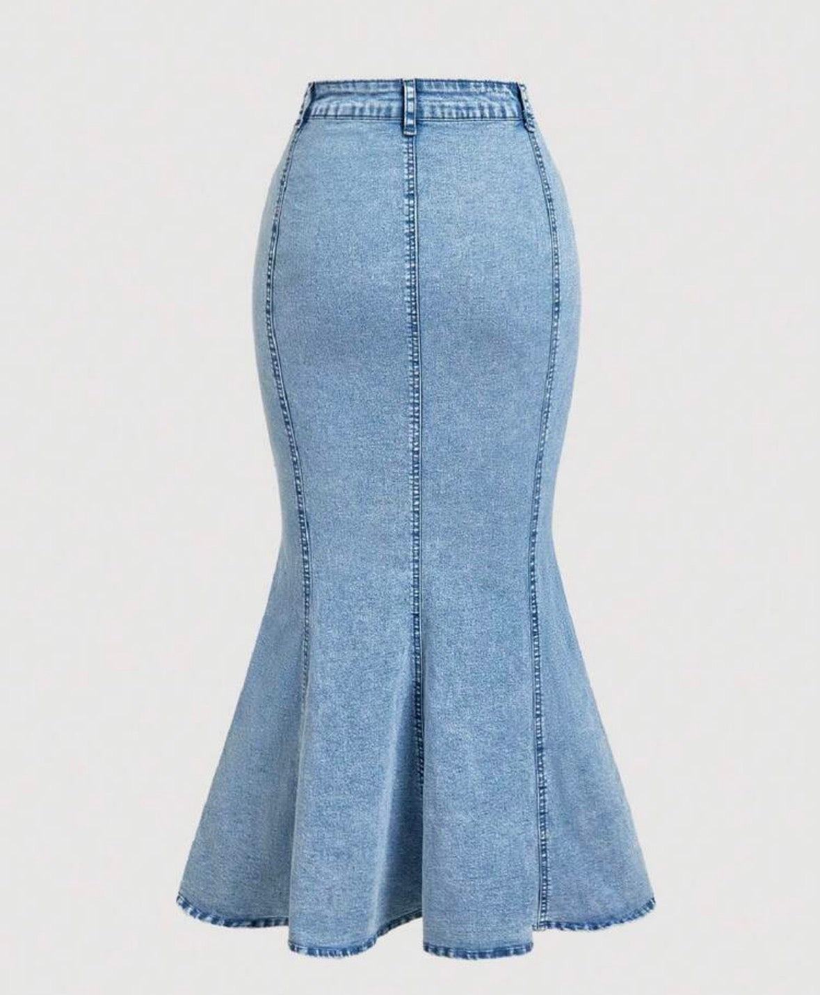 FZ Women's Symmetrical Hem Distressed Bodycon Ruffle Denim Skirt