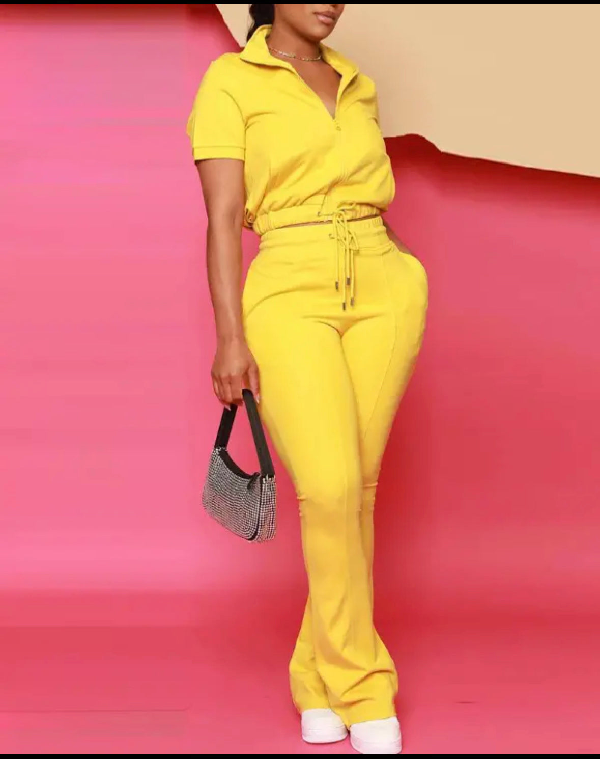 FZ Women's Drawstring Zipper Design Pants Suit - FZwear