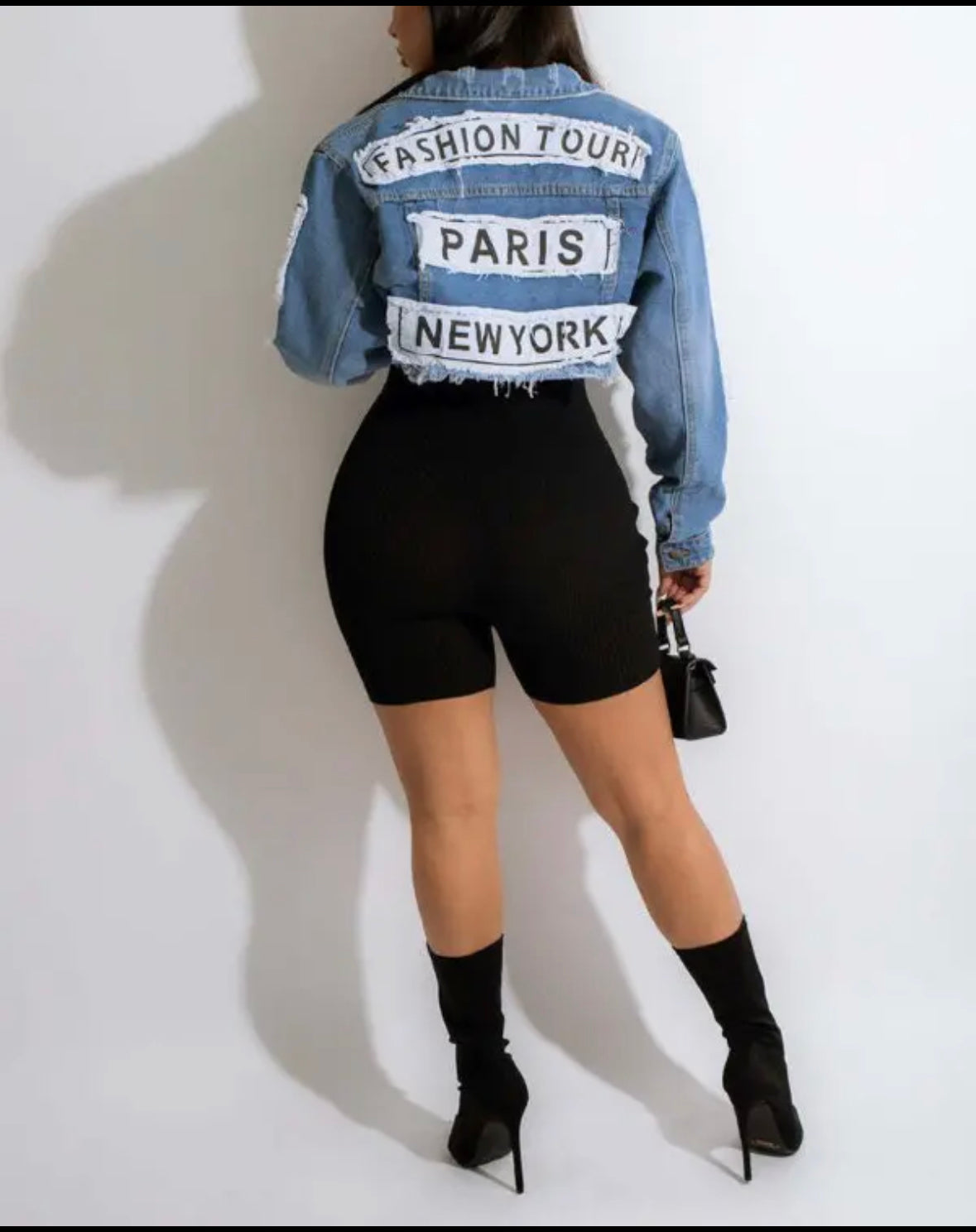 FZ Women's Ripped Raw Hem Crop Denim Jacket - FZwear