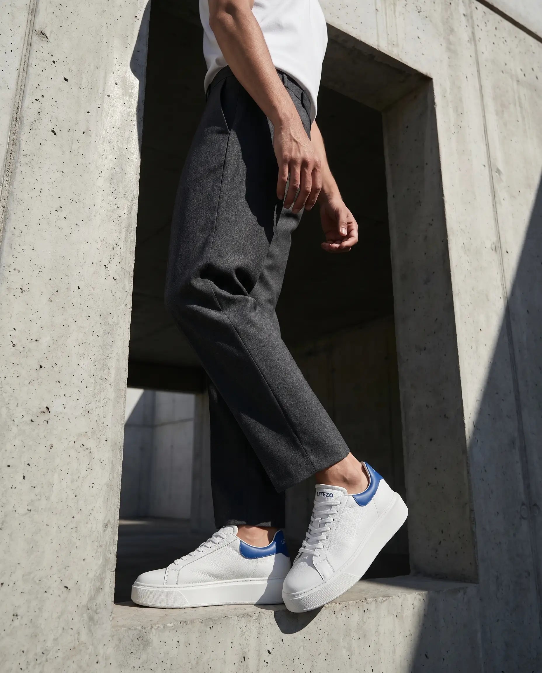 FZ Unisex Non Slip Lace Up Faux Leather Sneakers