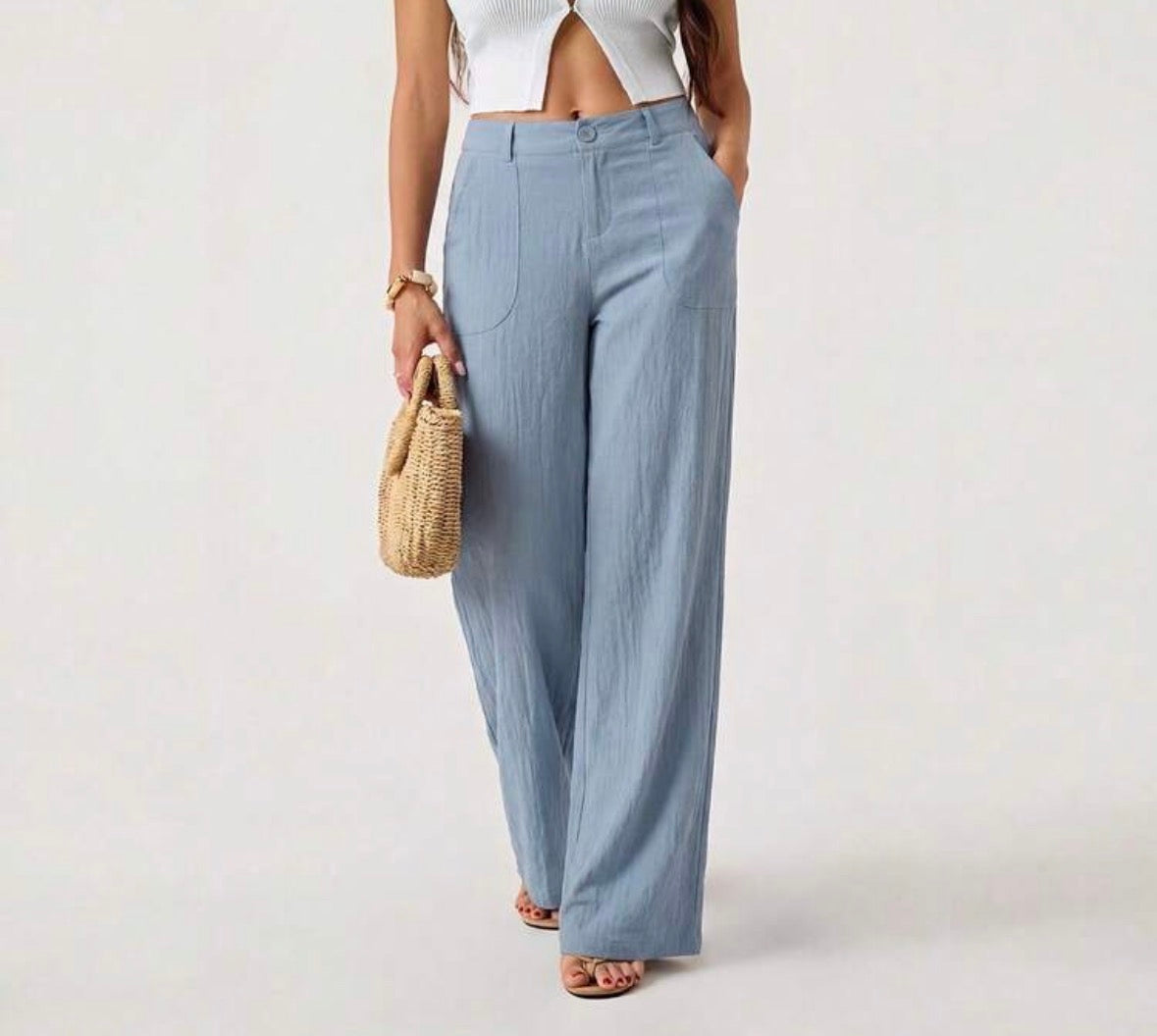 FZ Women's Washed Cotton Low Waist Straight Pants