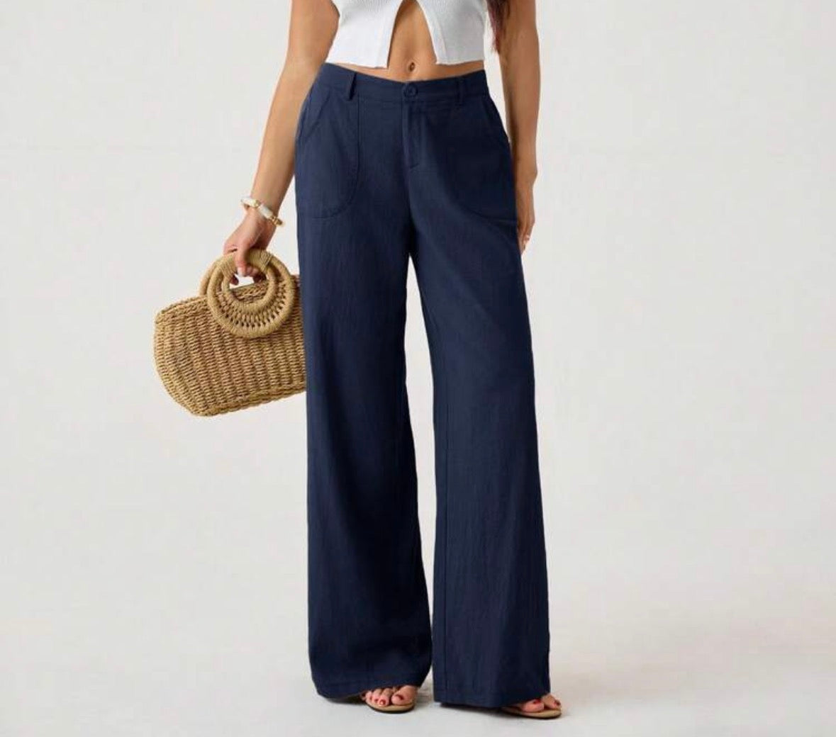 FZ Women's Washed Cotton Low Waist Straight Pants