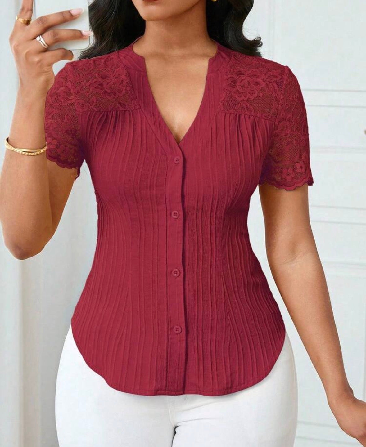 FZ Women's Casual Solid Color Simple Commuter Top