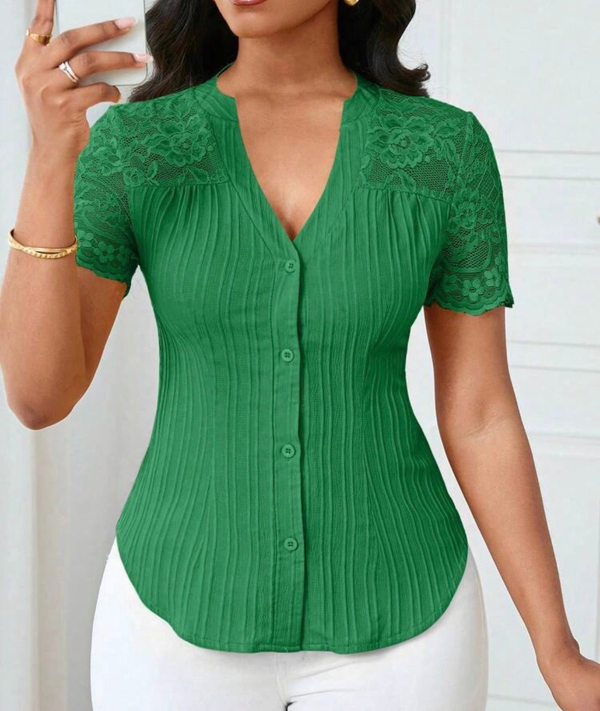 FZ Women's Casual Solid Color Simple Commuter Top