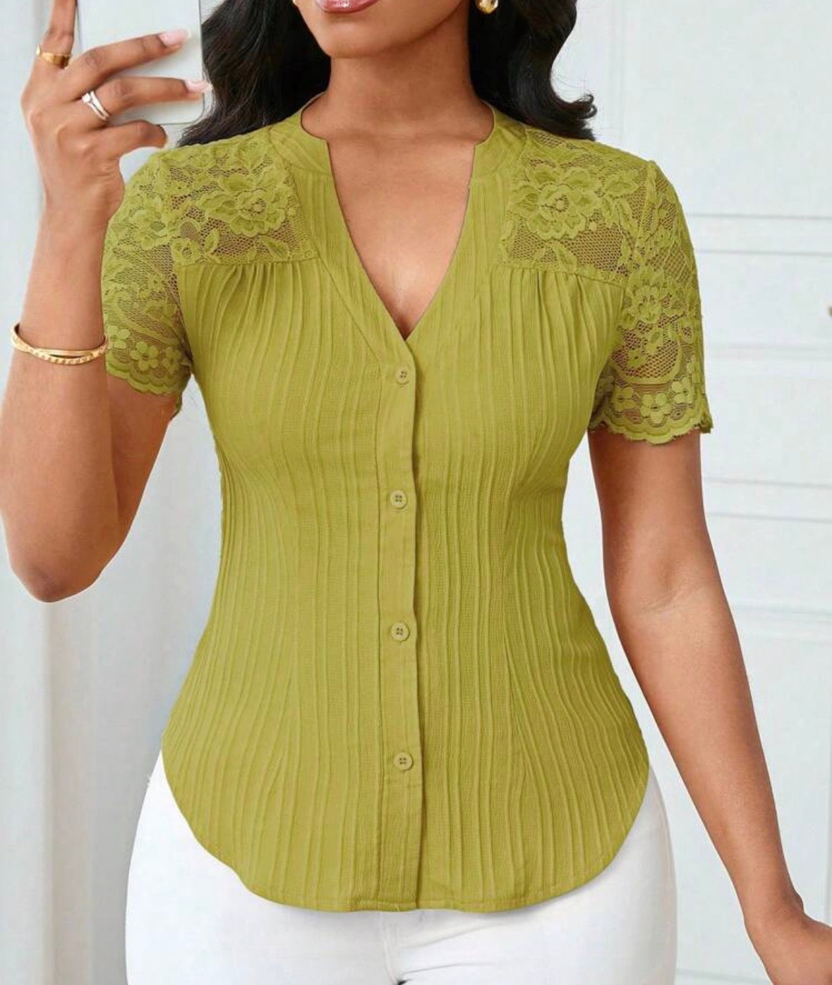 FZ Women's Casual Solid Color Simple Commuter Top