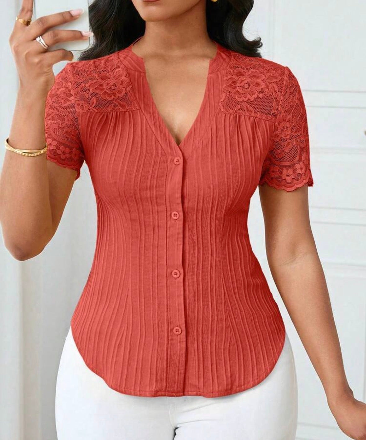 FZ Women's Casual Solid Color Simple Commuter Top