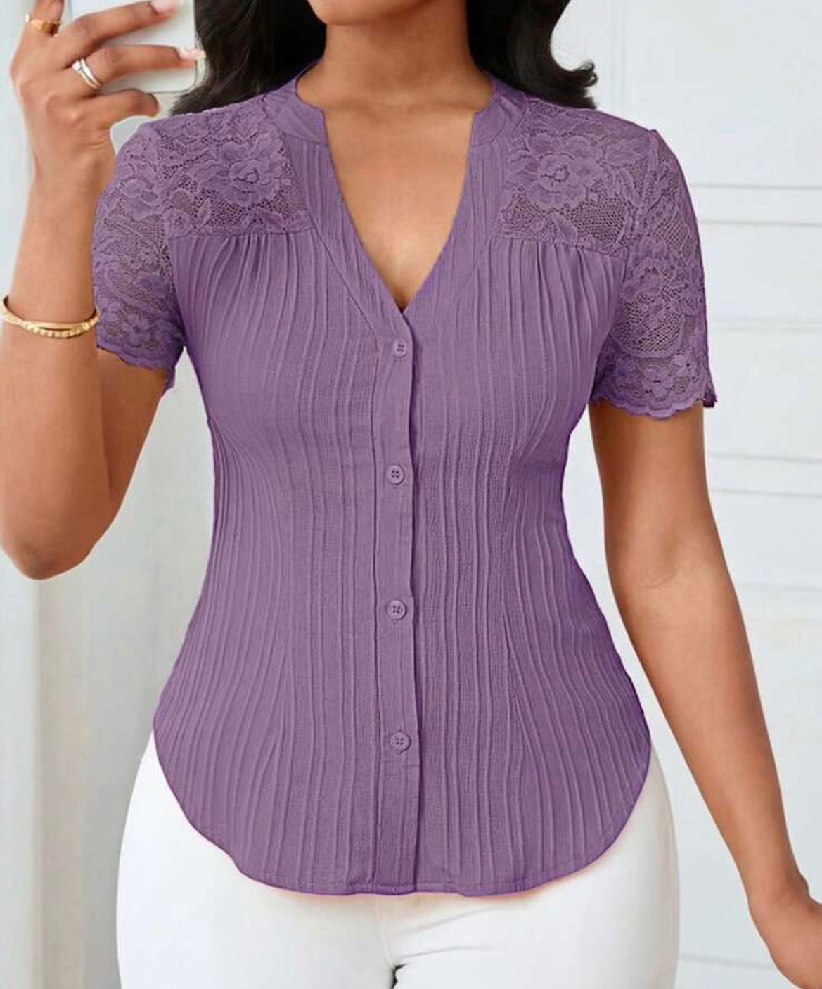 FZ Women's Casual Solid Color Simple Commuter Top