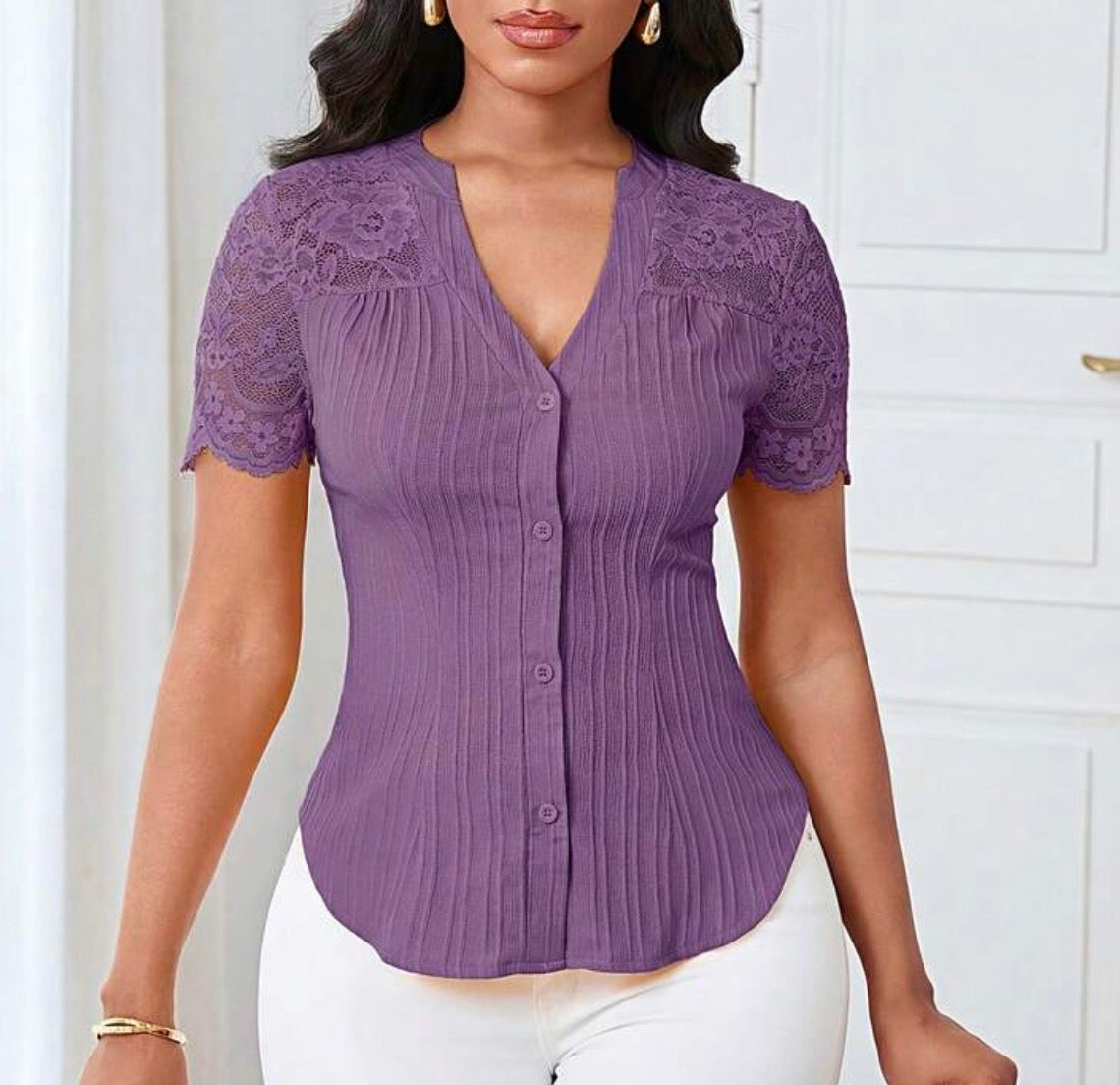 FZ Women's Casual Solid Color Simple Commuter Top