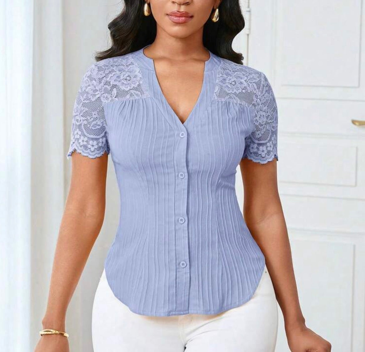 FZ Women's Casual Solid Color Simple Commuter Top