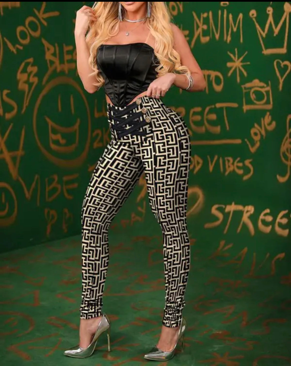 FZ Women's Geometric Print High Waist Butt Lift Skinny Pants - FZwear