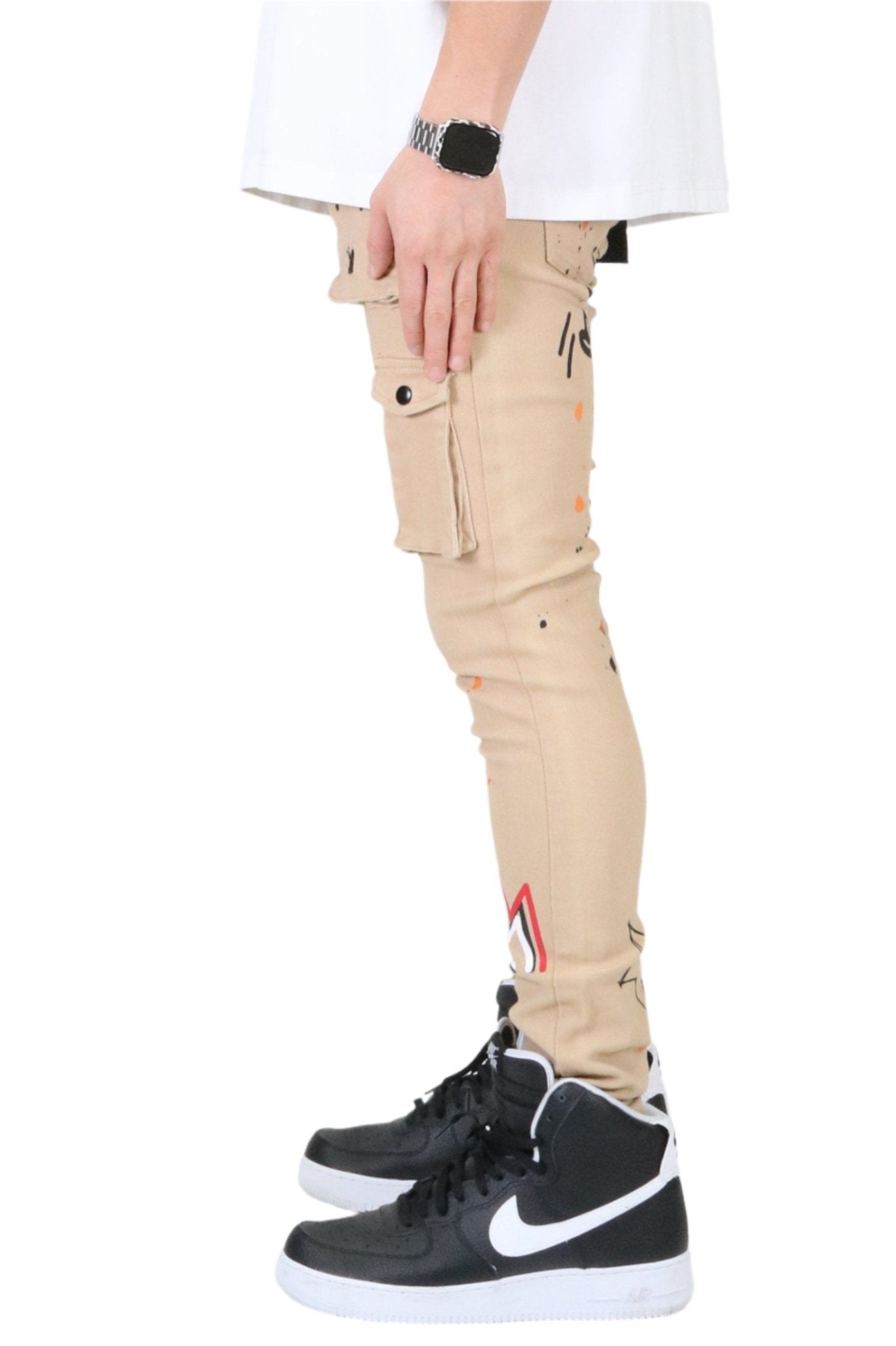 Bano Men's premium skinny twill cargo pants.