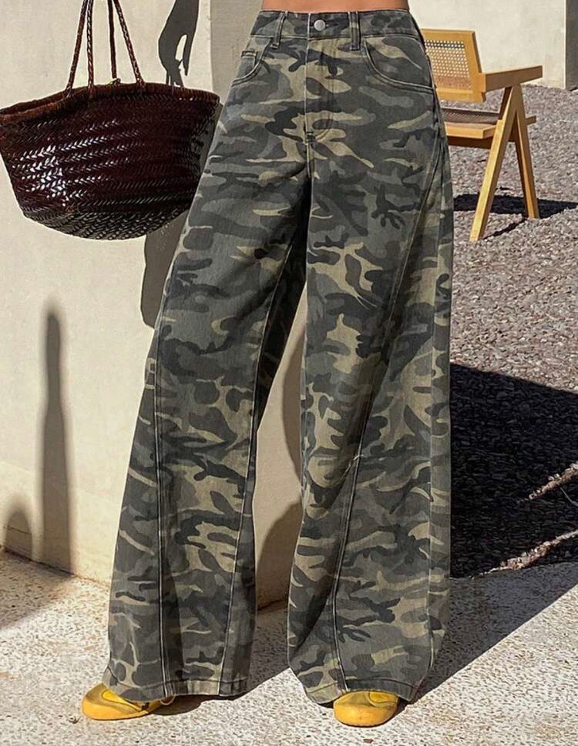 FZ Women's Loose Straight Leg Camouflage Casual Denim Pants