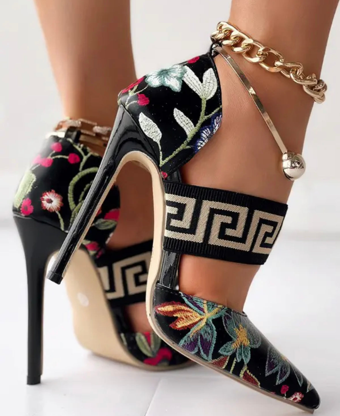FZ Women's Floral Geometric Stiletto Heel Pumps - FZwear