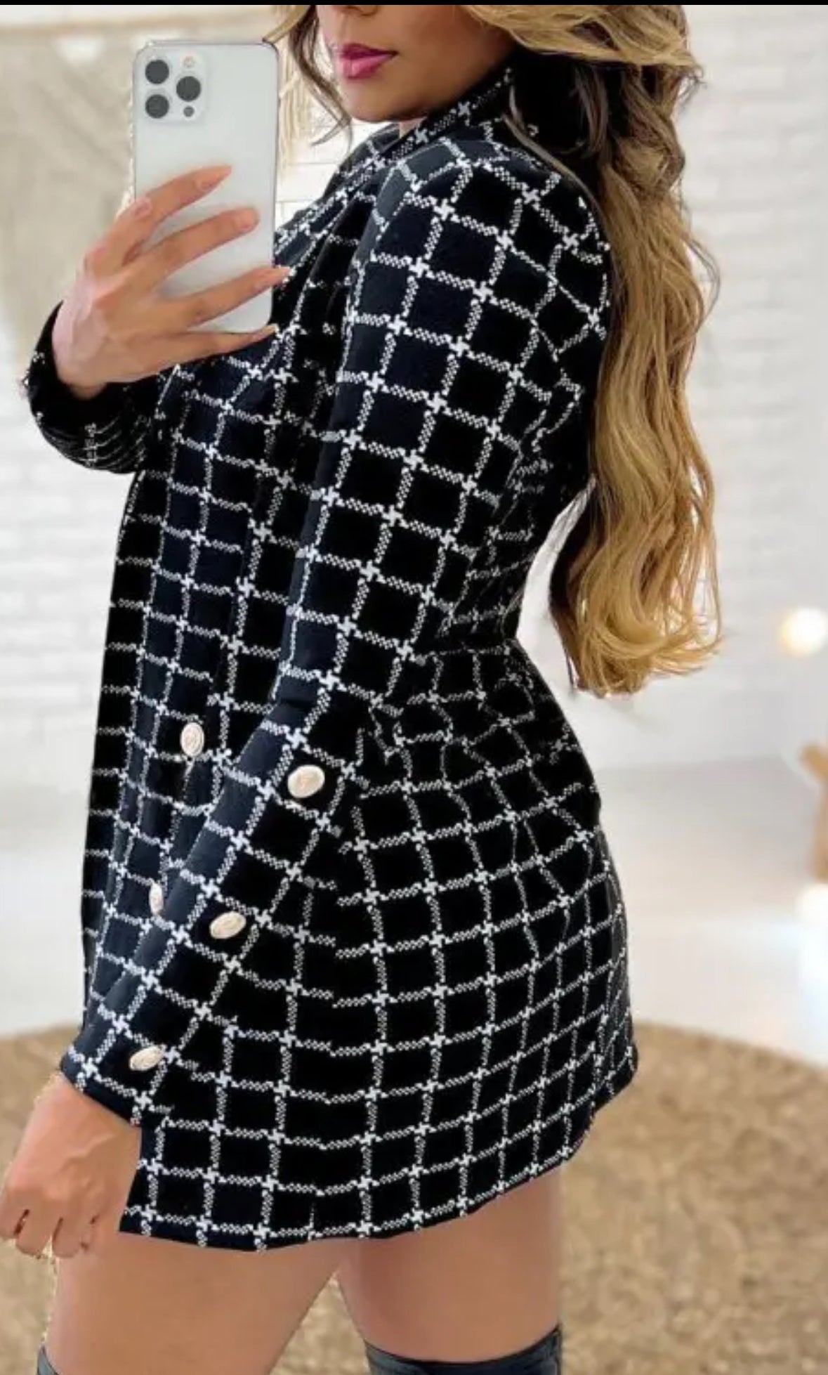 FZ Women's Plaid Print Blazer Coat & Skirt Suit - FZwear