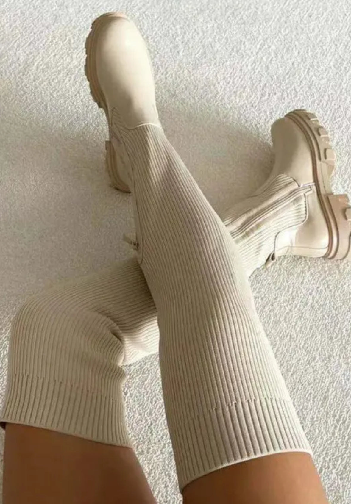 FZ Women's Plain Knit Knee High Boots - FZwear