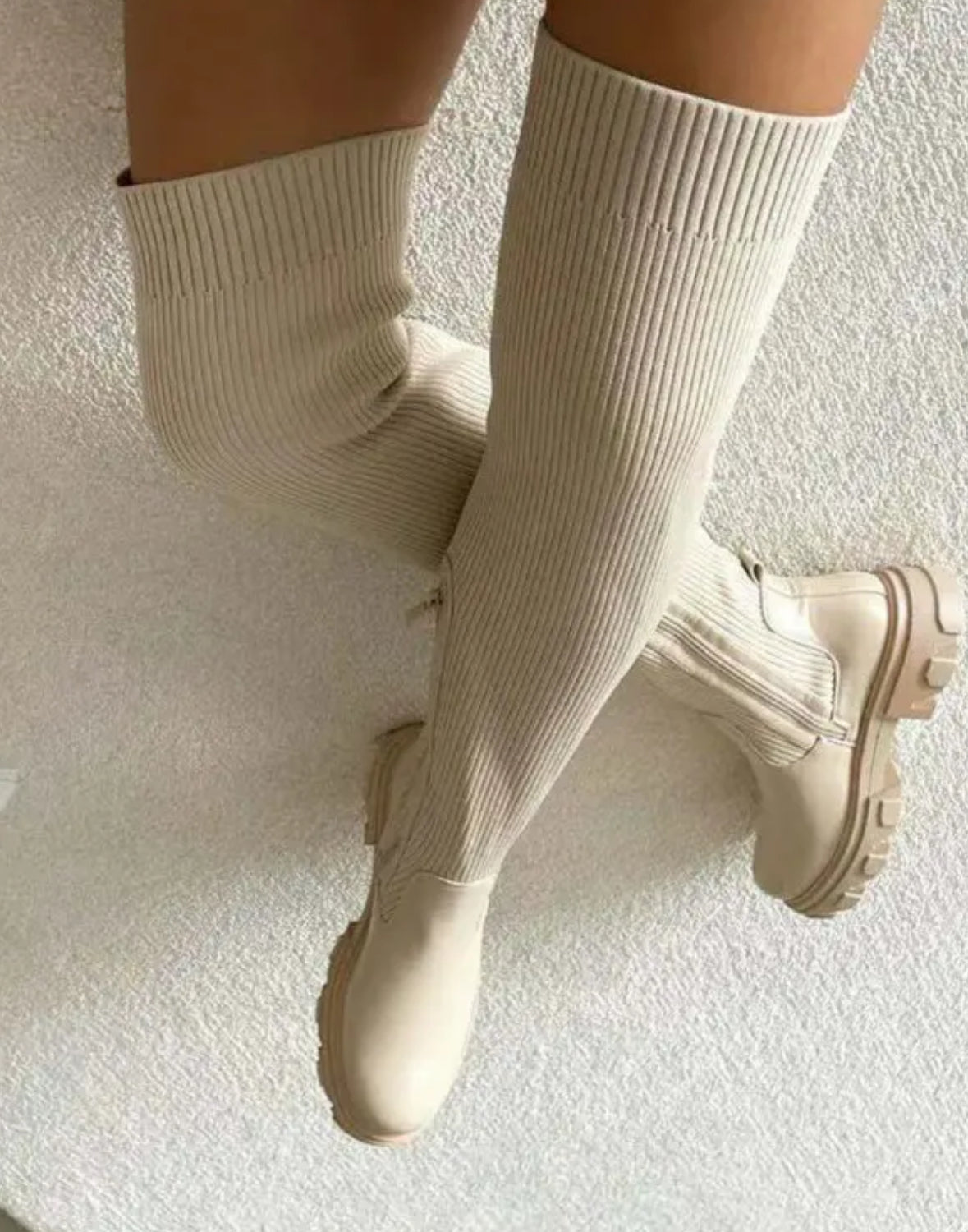 FZ Women's Plain Knit Knee High Boots - FZwear