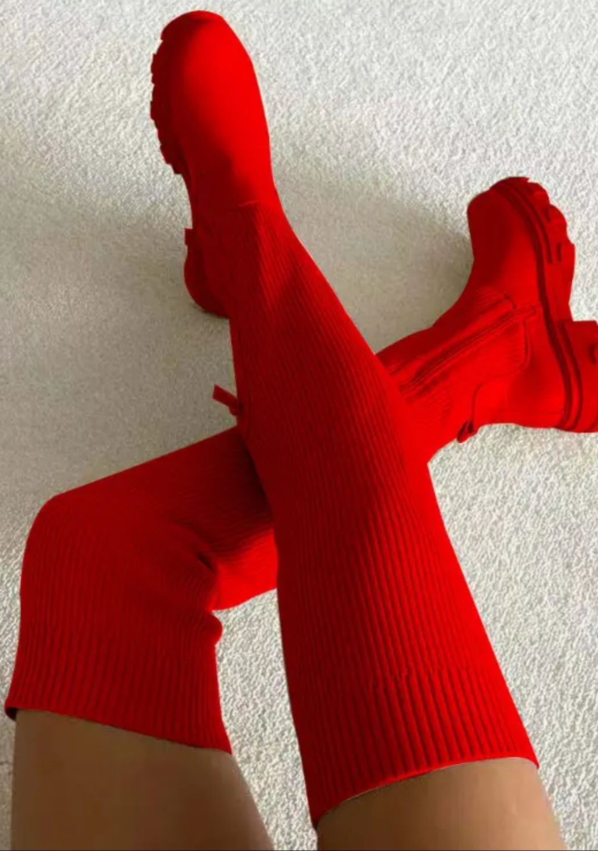 FZ Women's Plain Knit Knee High Boots - FZwear